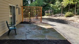 flagstone patio- retaining walls