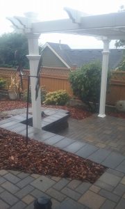 pergola, pavers, retaining wall building